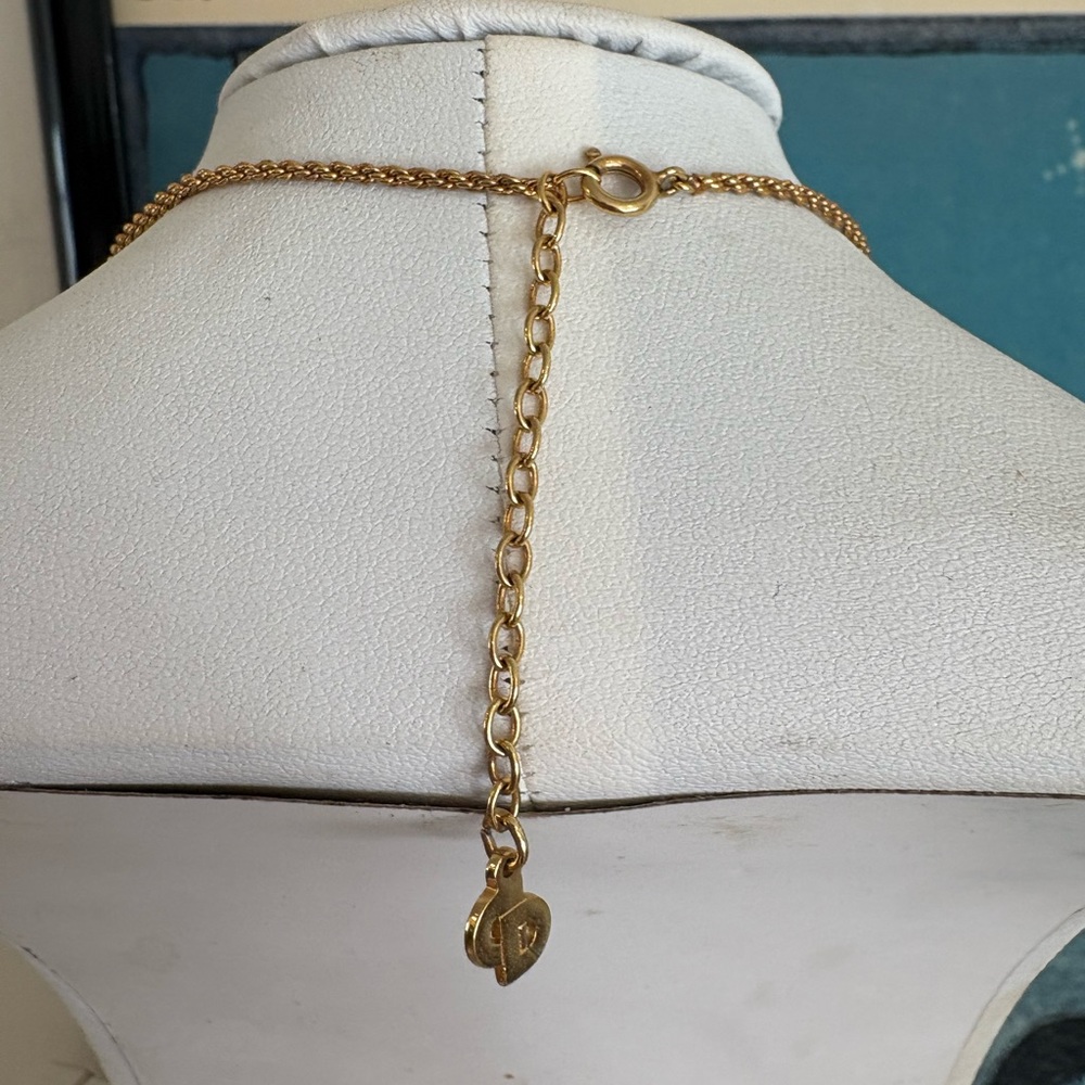 Christian Dior Vintage Gold Pendant Necklace with Clear Stone - Women Jewelry - Picture 7 of 13